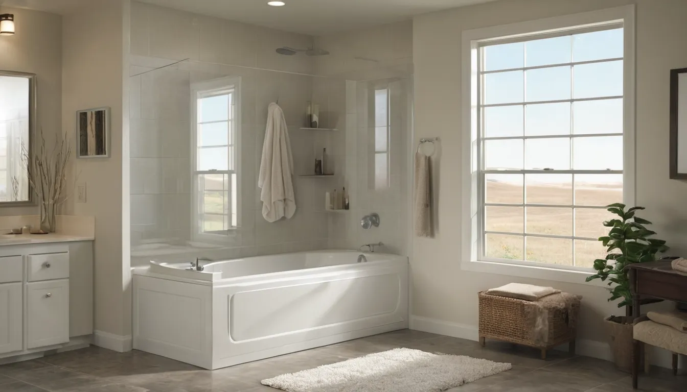 Smiling homeowner sitting comfortably in a walk-in tub in a bright Whittier bathroom